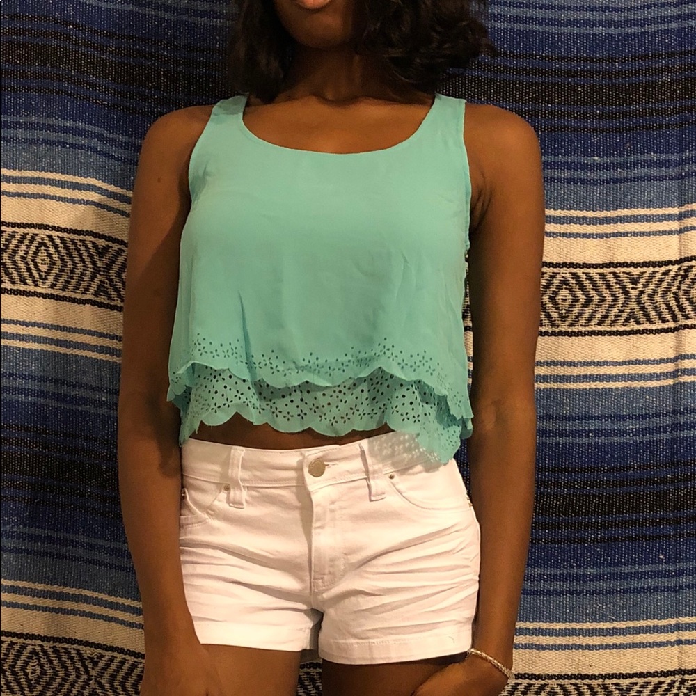 Cute Open Back Teal Tank